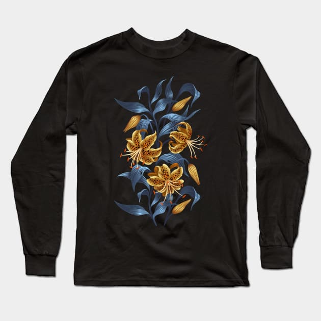 Tiger Lily - Yellow Blue Long Sleeve T-Shirt by andreaalice